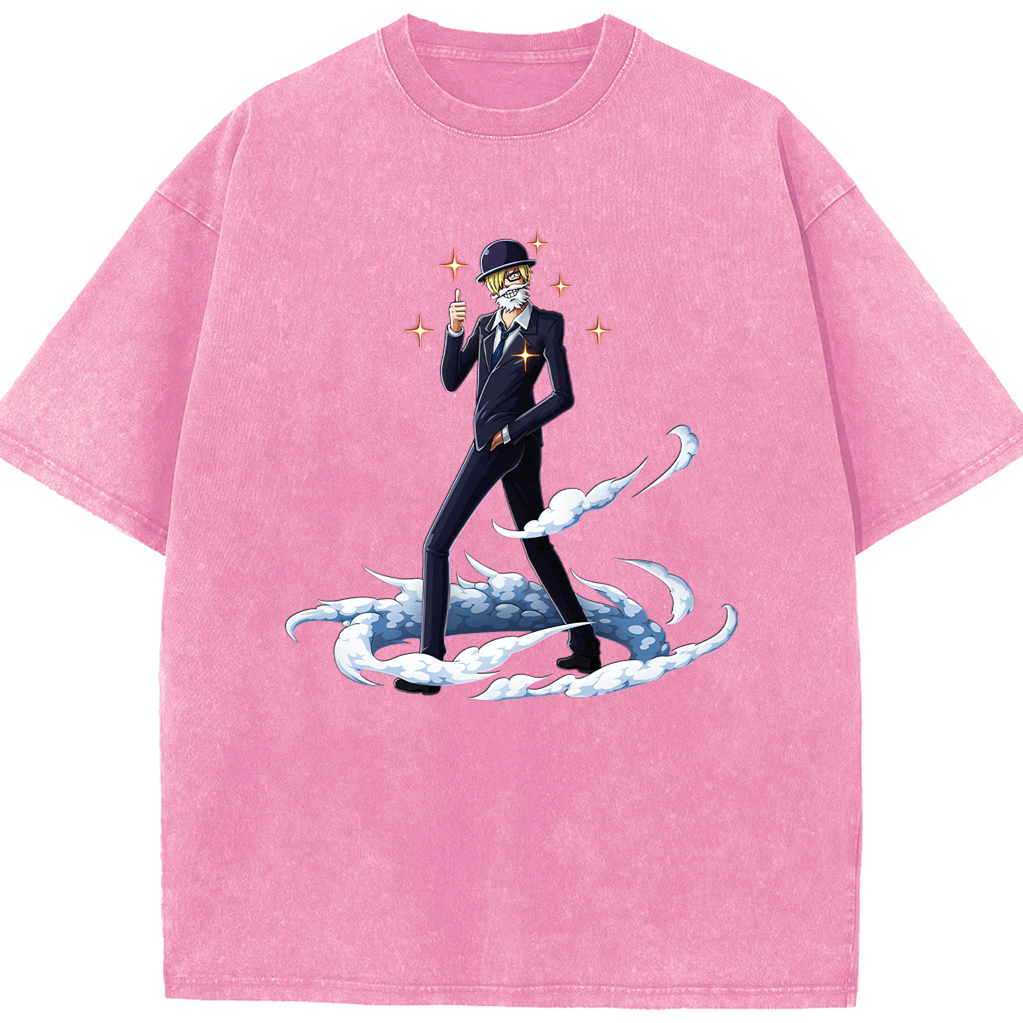 （画像用） ワンピース サンジ ONE PIECE Sanji 綿100% ヴィンテージ風 半袖Tシャツ（フロントプリント）